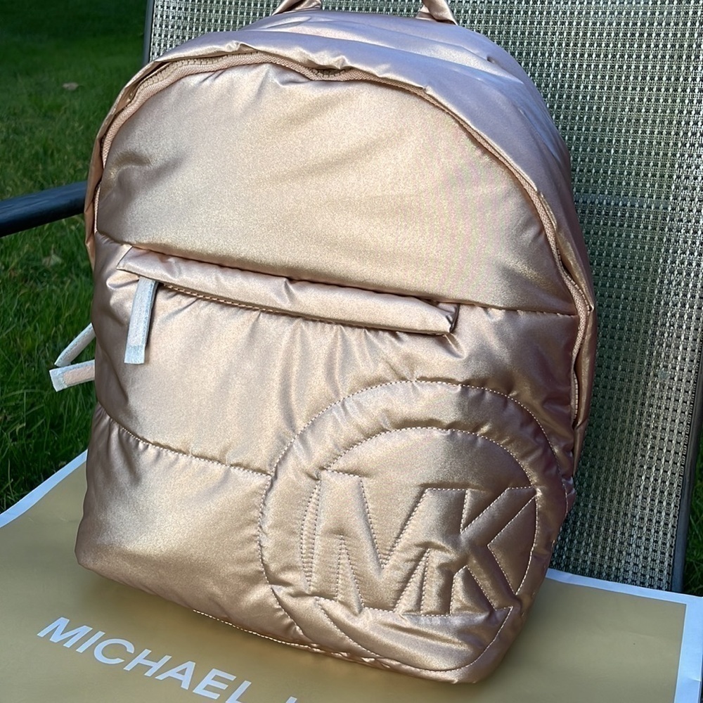Michael Kors Rae Medium Quilted Golden Backpack - Picture 5 of 9